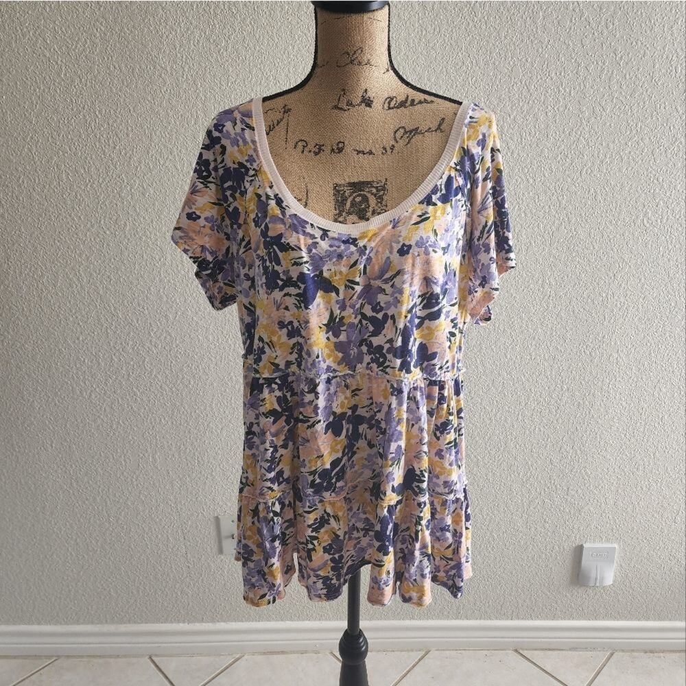 TORRID TIERED babydoll floral‎ super soft shirt plus size 2X